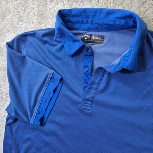 Callaway Opti Dry Polo Shirt Mens Large Blue Polyester Performance Golf Logo